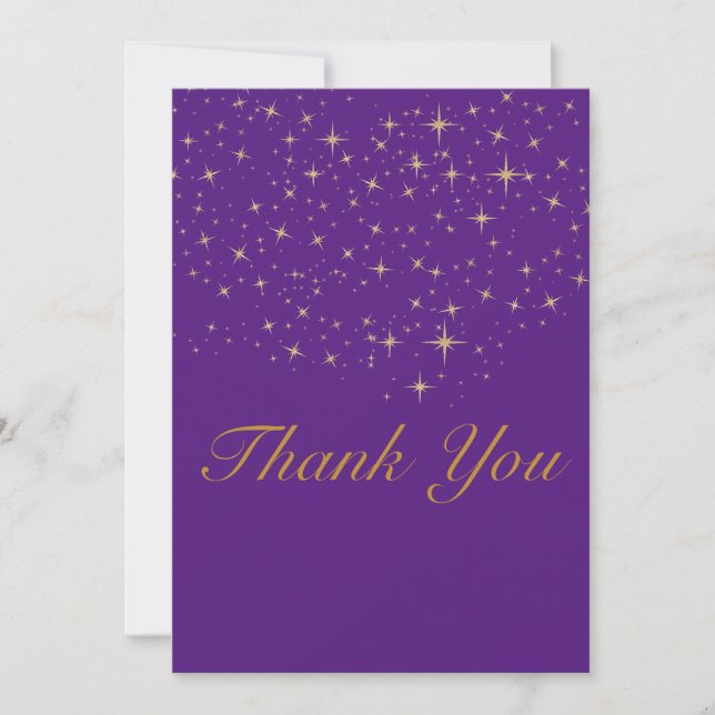Star gold Flat Thank You Card |Zazzle royal purple (Front)
