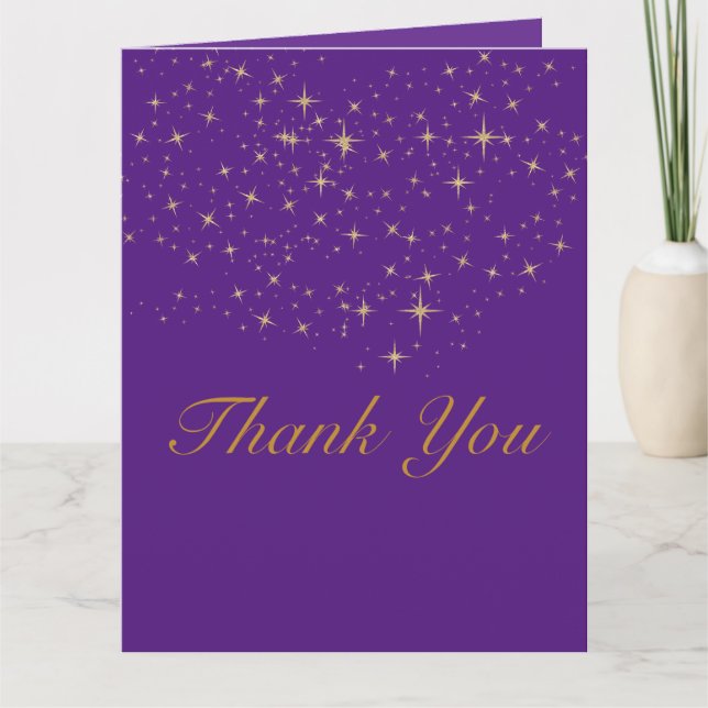Star gold Flat Thank You holiday card (Front)
