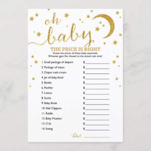 Star Gold Glitter The Price Is Right Baby Game Invitation