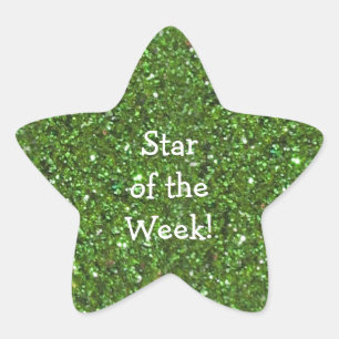 STAR GREEN (faux)  GLITTER STAR OF WEEK STICKERS