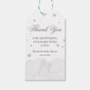 Star Grey Baby Shower Thank You Gift Tags