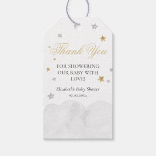 Star Grey Gold Baby Shower Thank You Gift Tags