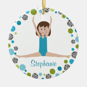 Star Gymnast in Aqua and Green Personalised Ceramic Tree Decoration