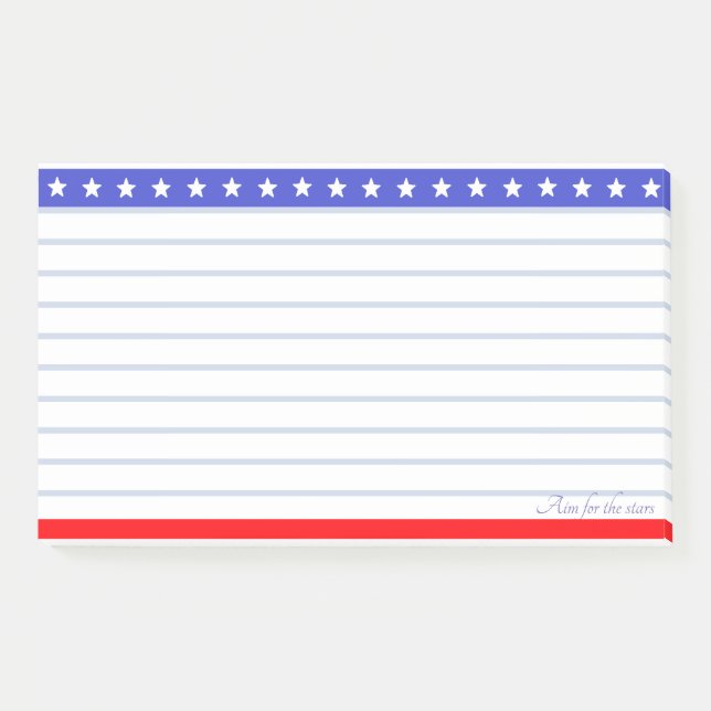 Star Header on Blue Red & White Lined Post-it Notes (Front)