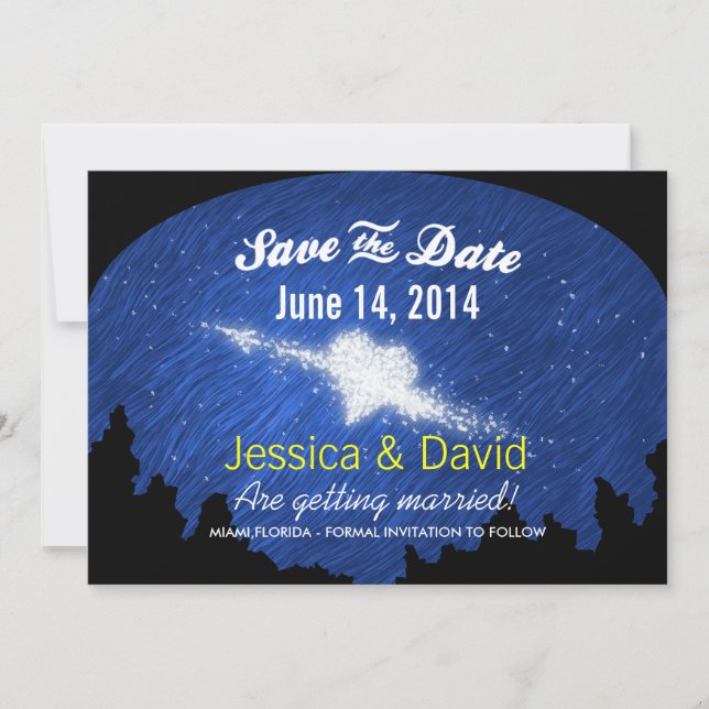 Star Heart in the Starry Night Save the Date Cards (Front)