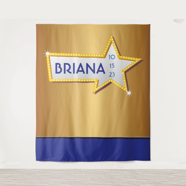 STAR HOLLYWOOD MARQUEE Photo-Op Party Backdrop Tapestry (Front)