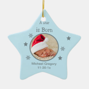 Star Is Born Personalised Photo Ornament (Blue)