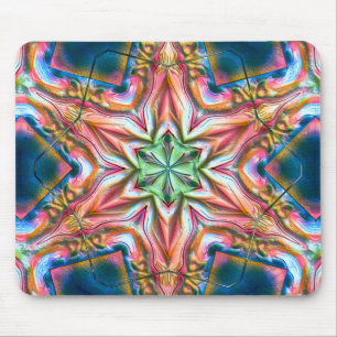 Star kaleidoscope in rough texture, burnt salmon t mouse mat