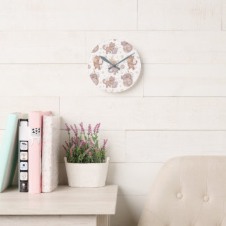 Star Kittens Round Clock