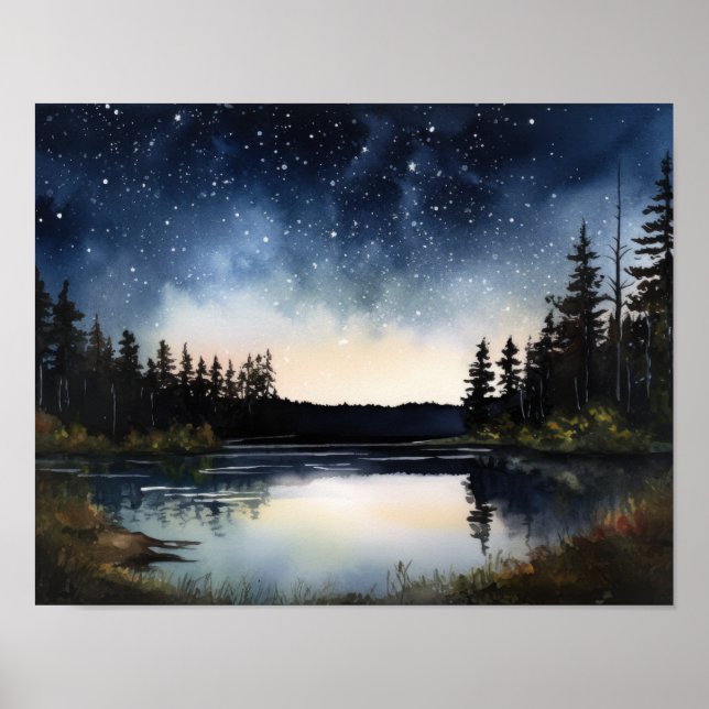 Star Lake Landscape Painting Art Print Poster (Front)