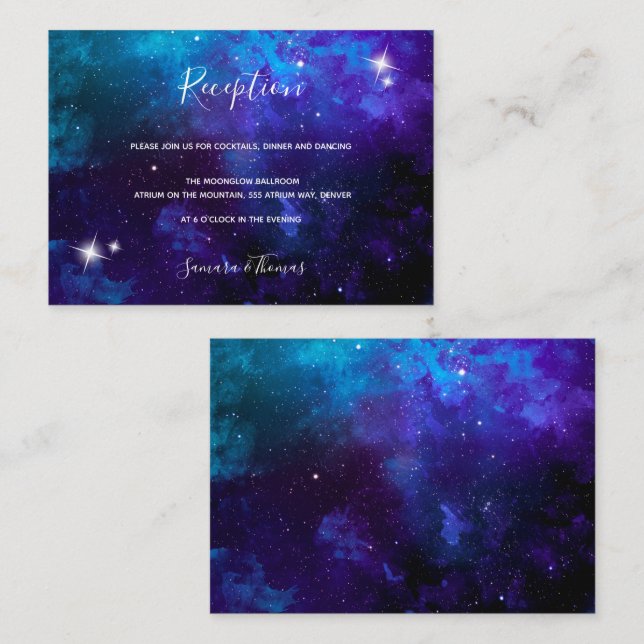 Star Light Blue Sky Wedding Enclosure Card (Front/Back)