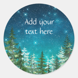 Star Light Forest Night Classic Round Sticker