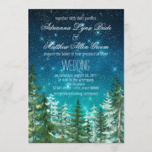 Star Light Night Forest Tree Wedding Invitations