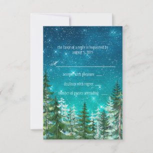 Star Light Night Forest Tree Wedding RSVP Card