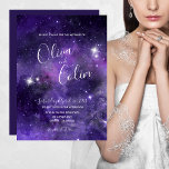 Star Light Purple White Wedding Invitation<br><div class="desc">A night sky filled with shining stars is the backdrop for this romantic Wedding Invitation. Designed with light and dark shades of purple and white sparkling stars,  this invitation can be personalised using our easy template. Be sure to view the matching pieces to this Star Light Wedding Invitation Collection.</div>