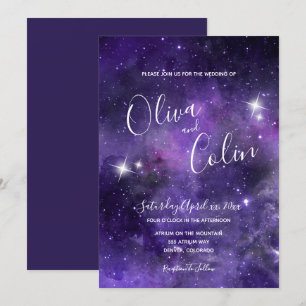 Star Light, Purple, White Wedding  Invitation