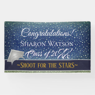 Star Light Sky Denim Blue Graduation Party Banner