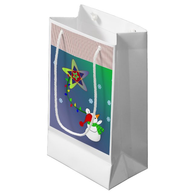 Star Light Snowman Small Gift Bag (Front Angled)
