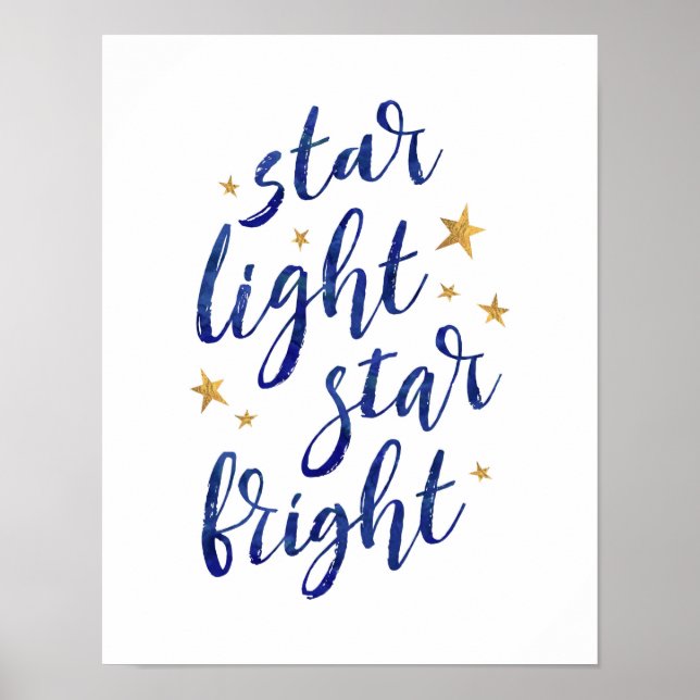 Star light star bright navy blue typography poster (Front)