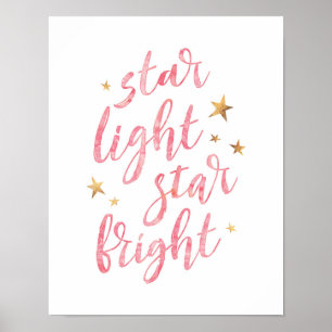 Star light star bright pink typography poster