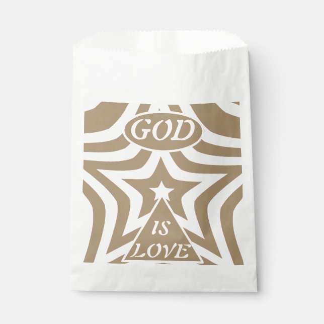 Star Light Taupe "God Is Love"- Minimalist Wedding Favour Bags (Front)
