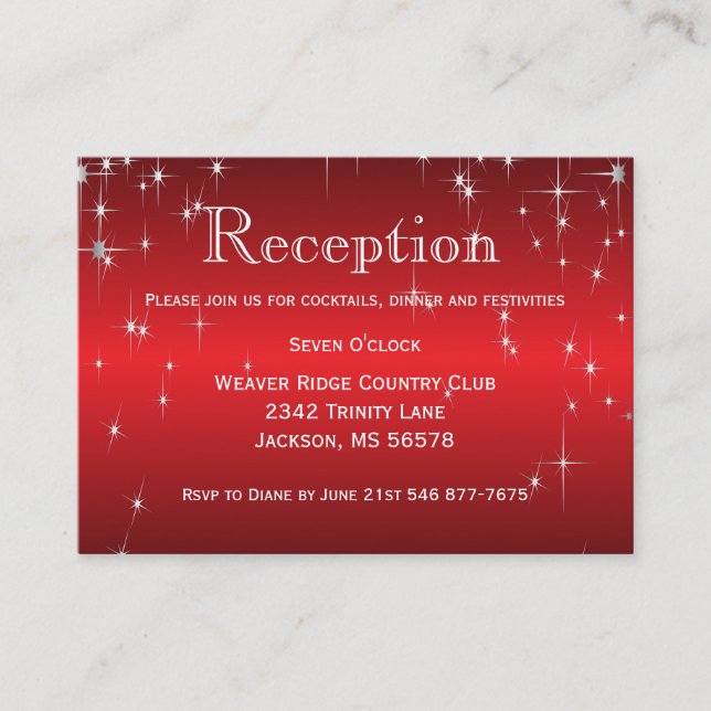 Star Lights in Metallic Red - Reception Enclosure Card (Front)