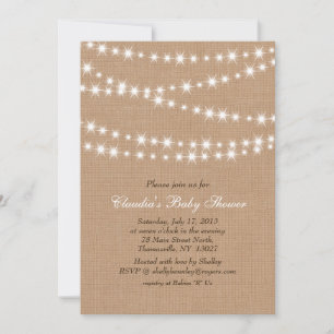 Star Lights on Burlap Baby Shower Invitation