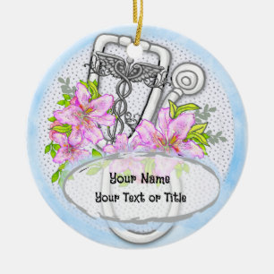 Star lily stethoscope  ceramic tree decoration