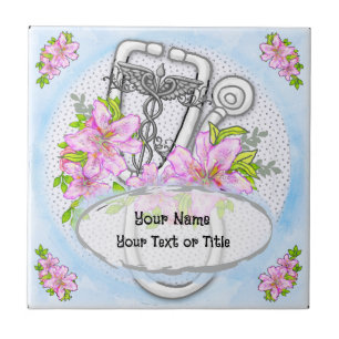 Star Lily Stethoscope Nurse Tile