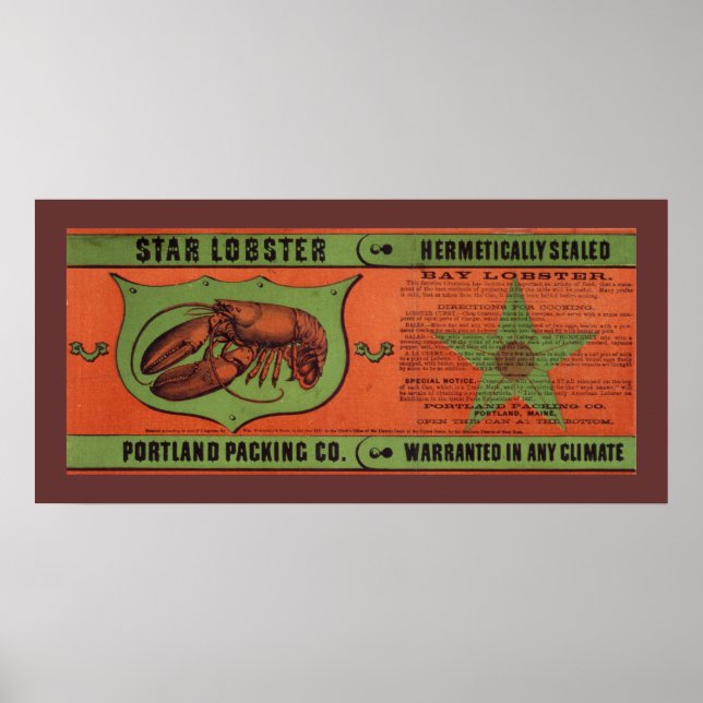 Star Lobster Vintage Label Art Poster (Front)