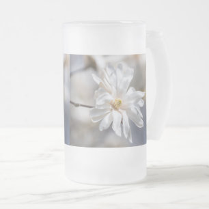 Star Magnolia Bloom Frosted Glass Beer Mug