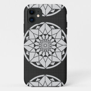 Star Mandala knitting black & white iPhone 11 Case
