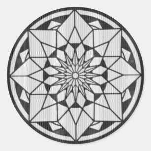 Star Mandala knitting black & white Classic Round Sticker