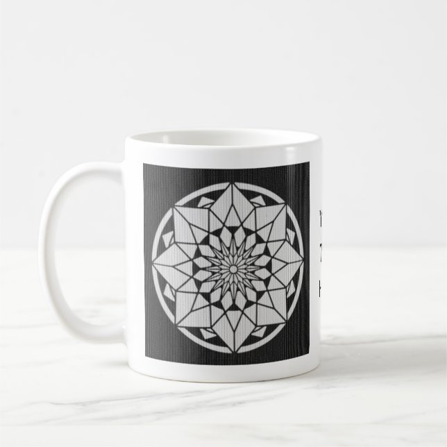 Star Mandala knitting black & white Coffee Mug (Left)