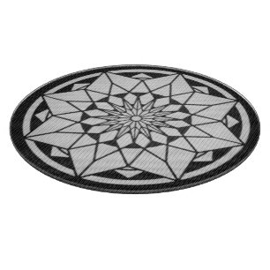 Star Mandala knitting black & white Cutting Board