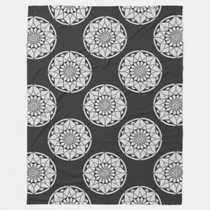Star Mandala knitting black & white Fleece Blanket