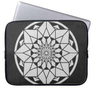 Star Mandala knitting black & white Laptop Sleeve
