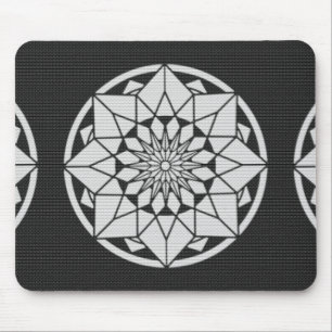 Star Mandala knitting black & white Mouse Mat