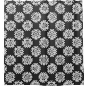Star Mandala knitting black & white Shower Curtain