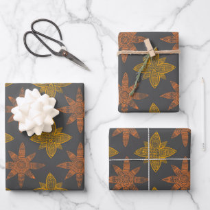 Star Mandala Pattern Wrapping Paper Sheet