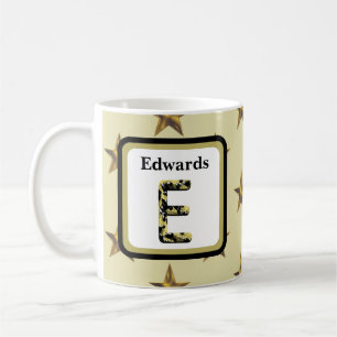 Star Monogram Gold Elegant Family Name Initial Coffee Mug