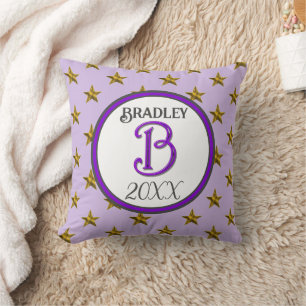 Star Monogram Initial Purple Decor Keepsake Cushion