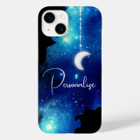 Star moon night sky celestial galaxy black blue