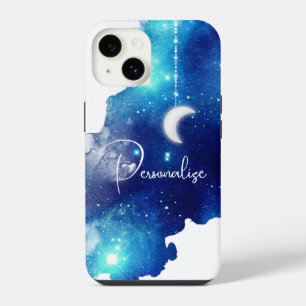 Star moon night sky celestial galaxy blue white iPhone 14 case