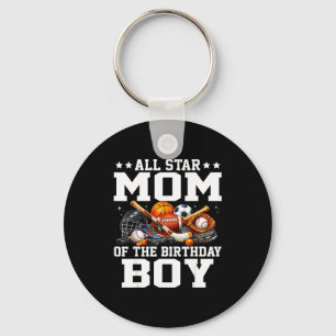Star mum of the birthday boy basketball soccer key ring