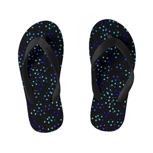 Star Neon Glow up Pattern in black galaxy space Kid's Flip Flops (Footbed)