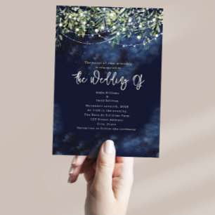 Star Night String Lights Botanical Wedding Invitation