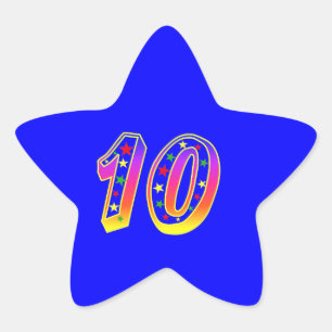 Star Number 10th Birthday Party Sticker