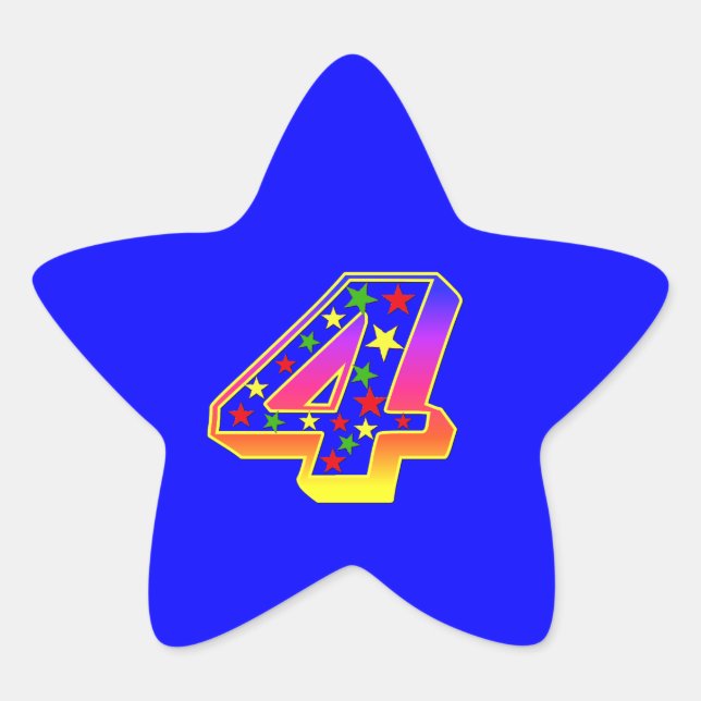 Star Number 4th Birthday Party Sticker (Front)