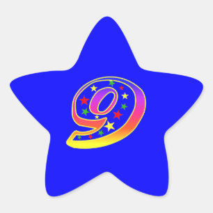 Star Number 9th Birthday Party Sticker